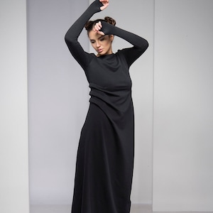 Maxi Dress for Women, Black Winter Dress, Gothic Dress, Cotton Dress, Plus Size Dress, Steampunk Dress, Plus Size Clothing, Boho Maxi Dress