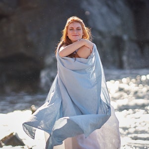 Linen Scarf Women, Summer Linen Scarf, Women Linen Shawl, Linen Maxi Scarf, Linen Accessories, Linen Wrap Scarf, Light Blue Linen Scarf