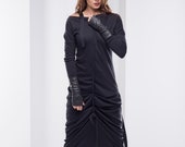 Black Maxi Dress, Cyberpunk Dress, Plus Size Dress, Gothic Dress, Avantgarde Clothing, Plus Size Clothing,Long Black Dress,Extravagant Dress