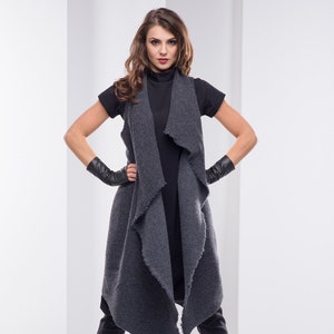 Long sleeveless vest store plus size