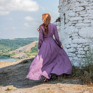 Lavender Linen Dress, Heavy Linen Dress, Linen Wrap Dress, Long Linen Dress, Linen Maxi Dress, Linen Clothing Women, Plus Size Maxi Dress