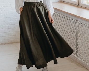 Linen skirt long skirt women skirts linen skirt custom made 1153# Linen skirt long skirt women skirts linen skirt custom made 1153#