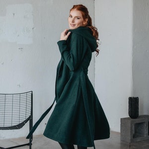 Swing Coat, Wool Coat Women, Hooded Wool Coat, Winter Coat