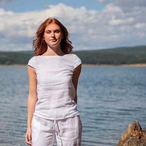 Linen Top for Women, Minimalist Linen Top, Casual Linen Blouse, Summer Linen T shirt, Plus Size Clothing, Linen Clothing Women, Linen Tee
