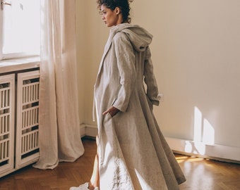Summer Linen Coat, Linen Cardigan for Women, Linen Clothing, Linen Duster, Linen Cardigan Coat, Long Linen Jacket, Heavy Weight Linen Coat
