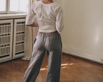 READY TO SHIP Linen Pants for Women, Linen Clothing, Linen Clothes, Wide Leg Pants, White Trousers Plus Size Boho Women Pants, Summer Pants