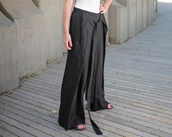 Black Linen Pants, Plus Size Linen Clothing, Linen Trousers, Oversize Pants, Bohemian Clothing, Palazzo Pants, Casual Linen Pants,Maxi Pants