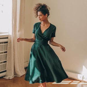 emerald green swing dress Emerald Green Dress – Pickled Vintage main image 0