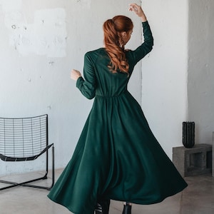 Winter Dress for Women, Warm Wool Dress, Plus Size Clothing, Long Sleeve Wool Dress, Formal Fall Dress, Wool Clothing, Autumn Bohemian Dress