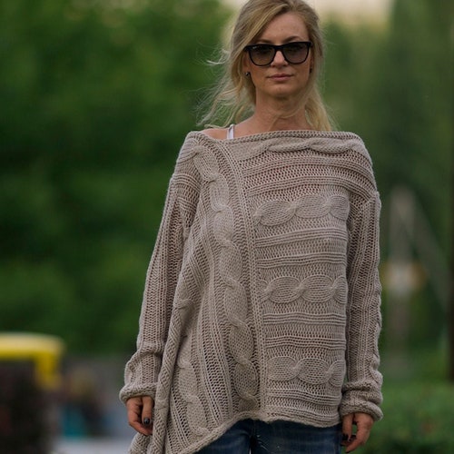 Women Loose Knit Sweater Oversize Wool 