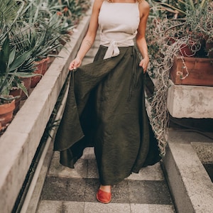 Linen Skirt for Women, Linen Wrap Skirt, Summer Linen Skirt with Pockets, Linen Maxi Skirt, Maxi Wrap Skirt, Linen Spring Skirt, Boho Skirt