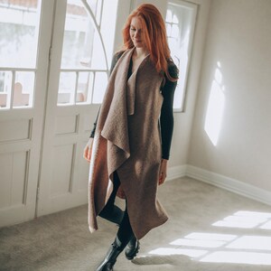 Asymmetrisch wollen vest voor dames, winterkleding, mouwloos herfstjack