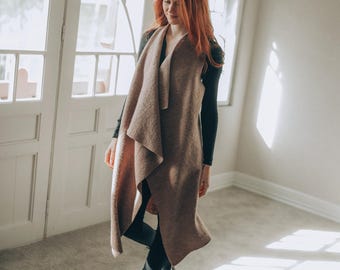 Asymmetrisk ullväst för kvinnor, vinterkläder, ärmlös höstjacka