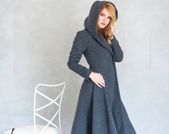 Abrigo de lana con capucha, chaqueta de otoño/invierno, abrigo de invierno