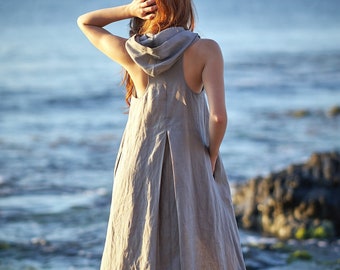 Linen Clothing, Linen Maxi Dress, Linen Kaftan, Women Linen Dress, Plus Size Linen, Linen Summer Dress, Boho Maxi Dress, Linen Hoodie Dress