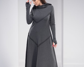 Handmade Quilted Oversized Hoodie Maxi Dress Women, Winter Long Dress, Cosy Dark Alternative Style - Etsy Handmade Quilted Oversized Hoodie Maxi Dress Women, Winter Long Dress, Cosy Dark Alternative Style - Etsy