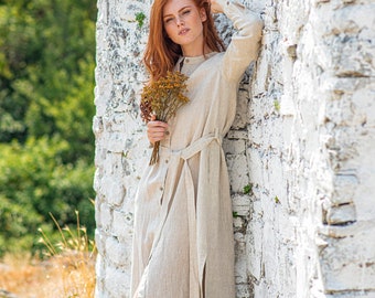 Linen Shirt Dress, Button Down Linen Dress, Long Sleeve Maxi Linen Shirt Dress, Button Down Linen Dress, Long Sleeve Maxi
