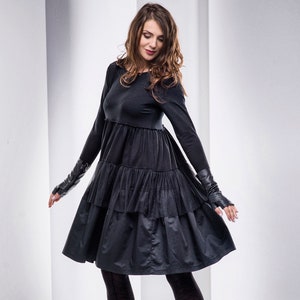 Lolita Dress, Plus Size Cocktail Dress, Gothic Dress, Black Swing Dress, Long Sleeved Dress,Oversize Dress,Plus Size Clothing,Women Clothing