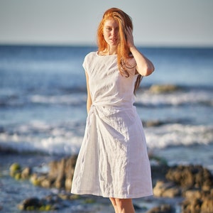 Linen Dress, White Summer Dress, Linen Midi Dress, Linen Tunic Dress, Natural Linen, Linen Clothing Women, Plus Size Dress,White Linen Dress