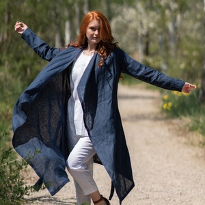 Linen Cardigan, Linen Coat Women, Linen Summer Cardigan, Linen Maxi Vest, Plus Size Clothing, Women Linen Clothing, Long Sleeve Linen Vest