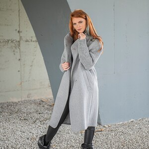 Winter Coat, Cashmere Coat, Plus Size Coat, Wool Winter Coat, Cashmere Cardigan Coat, Plus Size Clothing, Gray Maxi Coat, Coat for Women