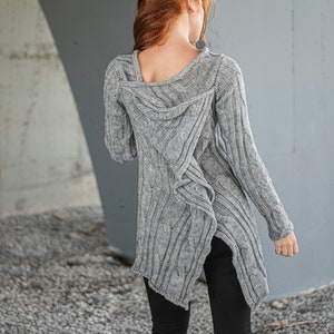 Prêt-à-partir gros pull, pull en maille ample, pull asymétrique pour femme, pull oversize, maxi pull d'hiver, tunique en laine mérinos