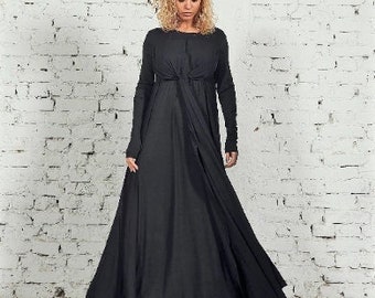Black Maxi Dress, Long Black Dress, Winter Dress for Women