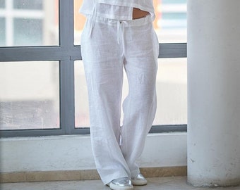 Women Pants, Linen Pants, Boho Pants, Linen Clothing Plus Size, White Linen Pants, Minimalist Pants, Loose Linen Pants, Wide Leg Pants