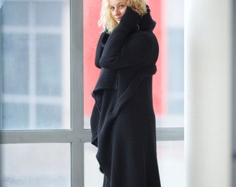 brown sweater coat