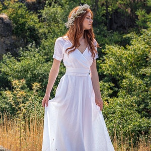 Linen Wedding Dress, White Linen Dress, Natural Wedding Dress, Rustic Wedding Dress, Alternative Wedding Dress, Linen Maxi Dress for Women imagem 1