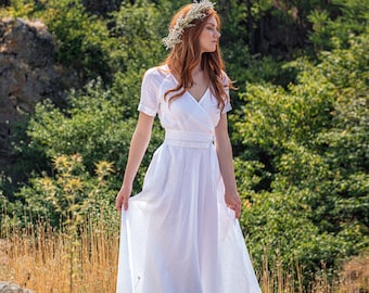 Linen Wedding Dress, White Linen Dress, Natural Wedding Dress, Rustic Wedding Dress, Alternative Wedding Dress, Linen Maxi Dress for Women