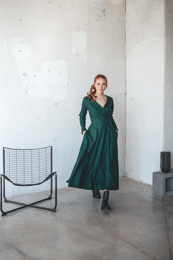 wrap winter dress Winter Midi Wrap Dress