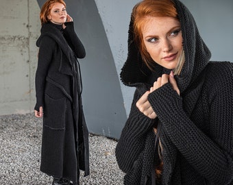 brown sweater coat