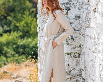Vestidos Para Mujer Liso Midi Corto Tipo Lino Cuello V Con Olanes S411