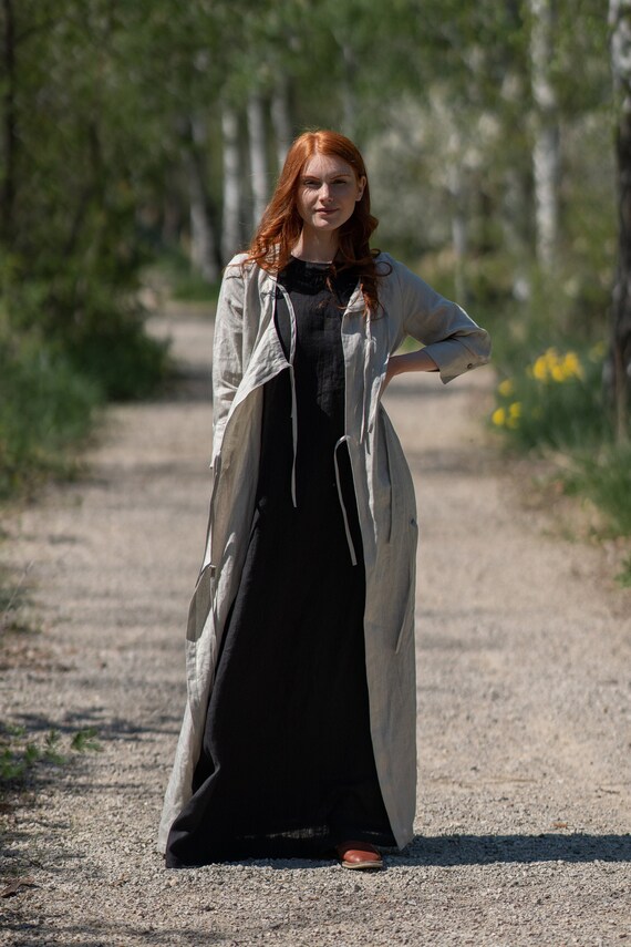 Long Cardigan Dress Linen Maxi Dress 