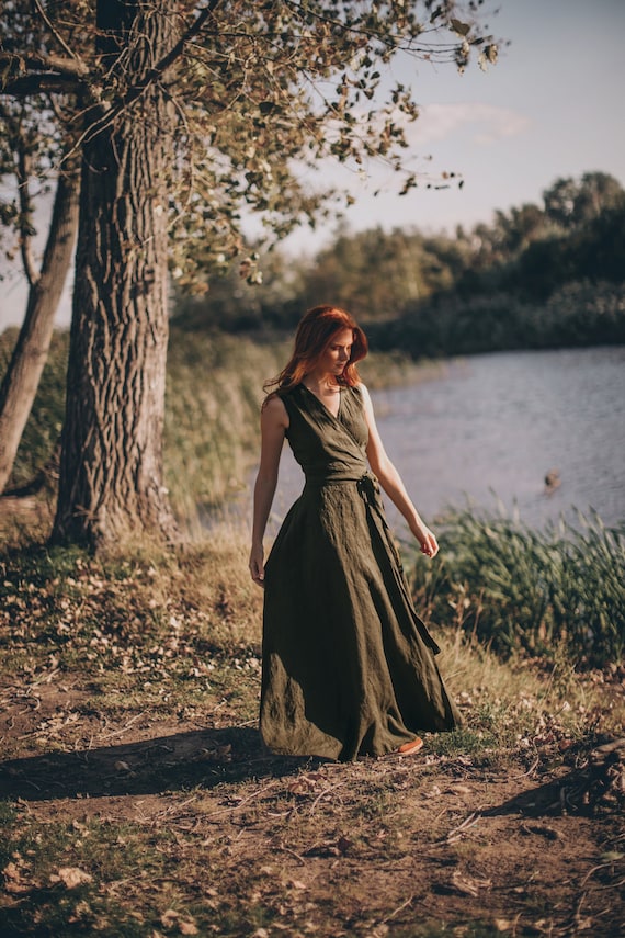 Long Linen Dress With Pockets