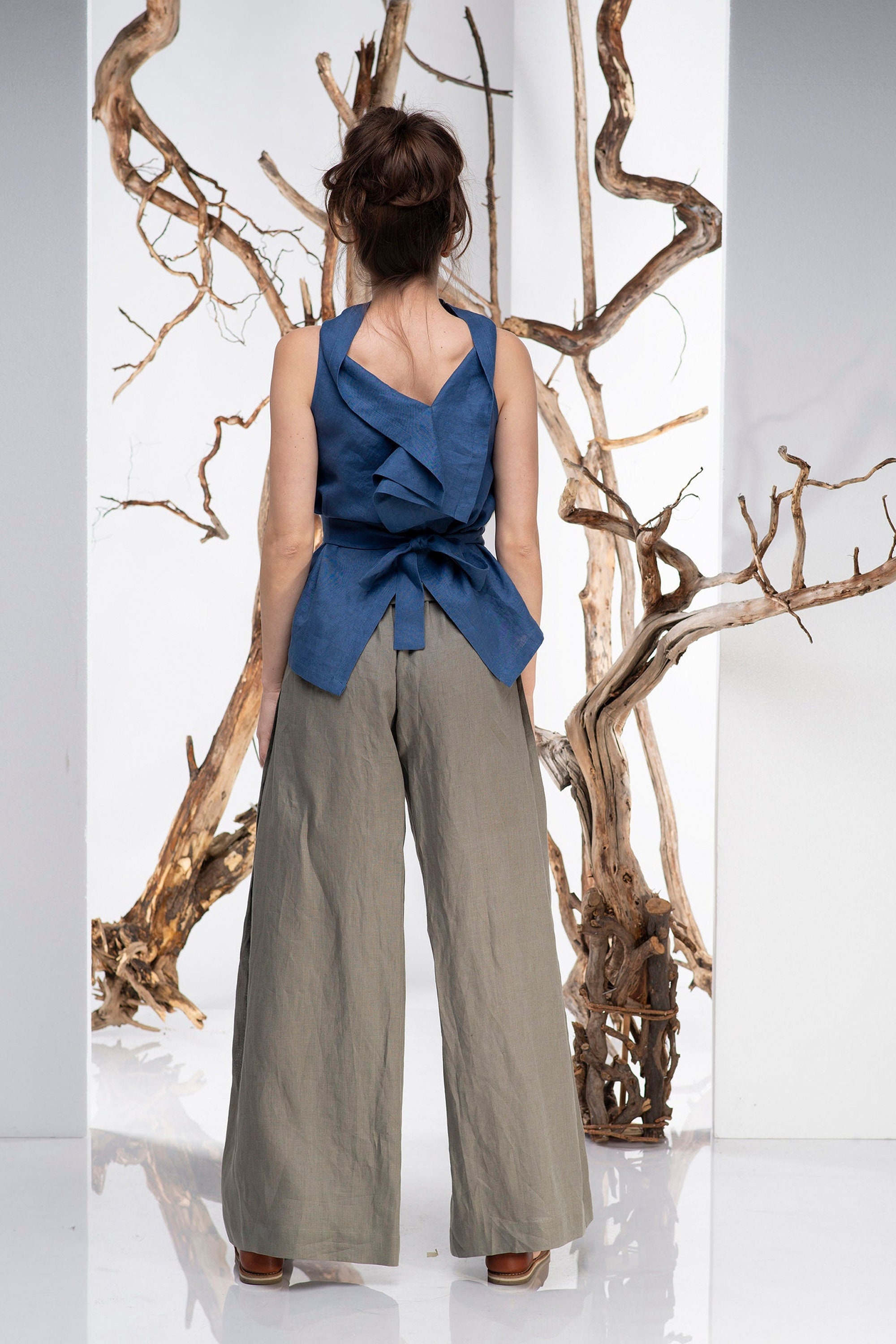 Linen Pants Wide Leg Pants Khaki Pants 