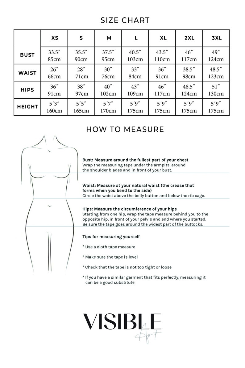 a dress size guide for a woman