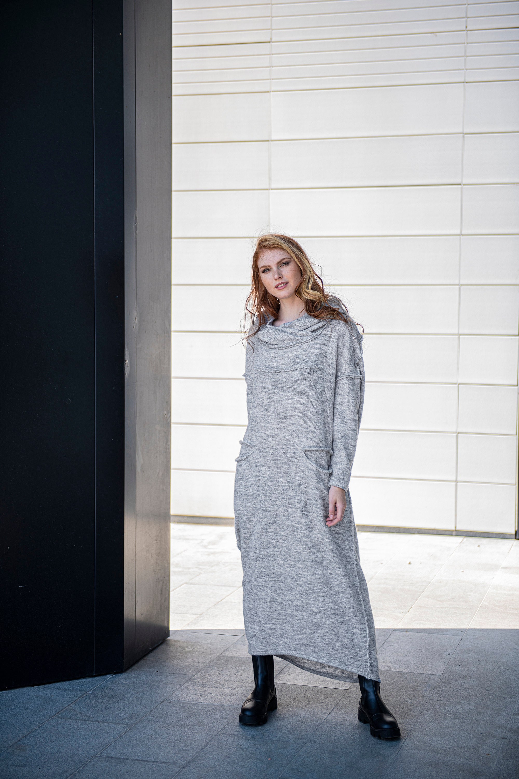 Knitted Sweater Dress Hooded Winter Dress Loose Maxi Dress - Etsy