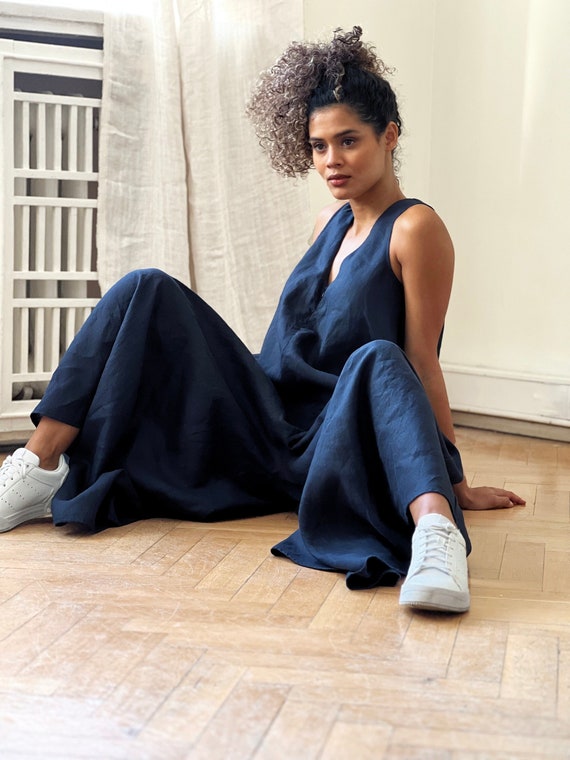 Oversized linen jumpsuit hotsell