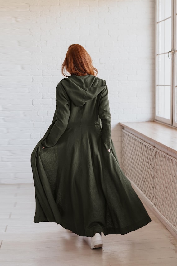 ジャケット・アウター m.a+ Linen Hooded Long Coat Long Linen Coat With Hood, Heavyweight Linen, Maxi Cardigan - Etsy