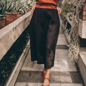 Summer Linen Midi Skirt, Linen Skirt With Pockets, Simple Linen Skirt for Women, A line Skirt, Plus Size Linen Skirt, Women Linen Clothing