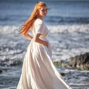 Linen Dress For Women, White Linen Dress, White Maxi Dress, Linen Maxi Dress, Linen Wrap Dress, Summer Linen Dress,Bohemian Long Linen Dress
