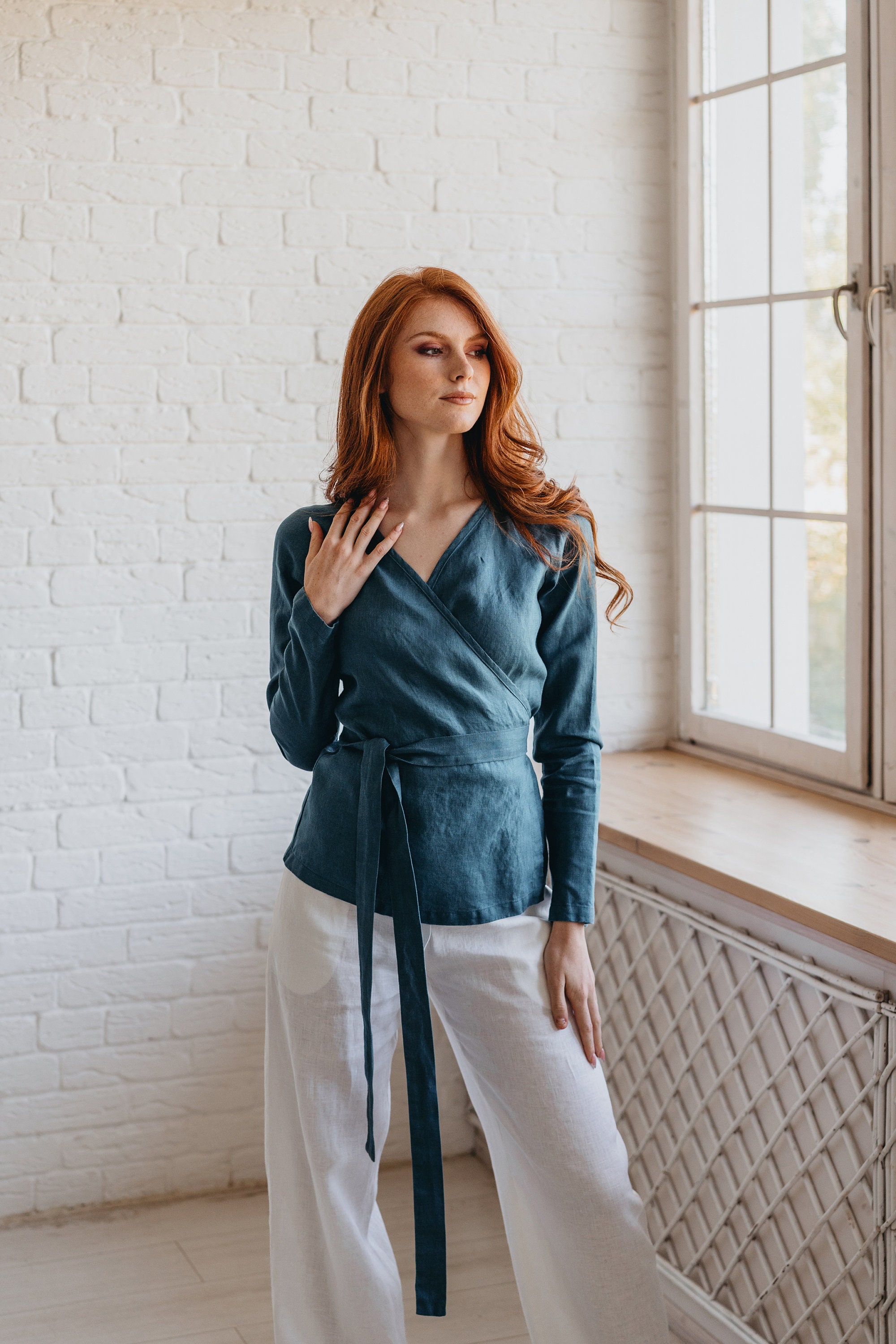 linen kimono wrap top