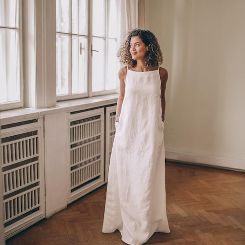 Linen Maxi Dress, White Linen Dress, Linen Shirt Dress, Plus Size Linen  Dress, Modest Dress, Linen Clothing Women, Long Sleeve Linen Dress - Etsy