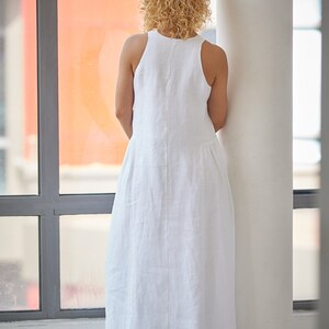 White Linen Dress, Linen Maxi Dress, Summer Linen Dress, White Maxi Dress Women, Boho Linen Dress, Plus Size Maxi Dress, Linen Wedding Dress image 6