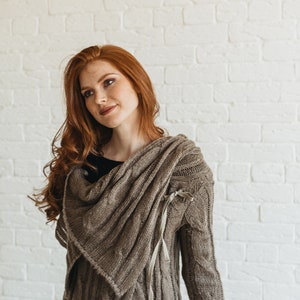 Ready to Ship Winter Cardigan for Women, Wrap Wool Jacket, Chunky Knit Sweater Coat image 3