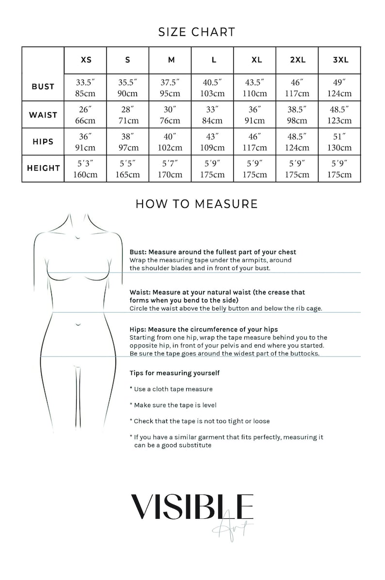 a dress size guide for a woman