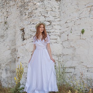 Linen Dress, Linen Maxi Dress, Linen Wedding Dress, Victorian Dress, Boho Maxi Dress, Linen Kaftan, Wrap Linen Dress, Plus Size Clothing image 8