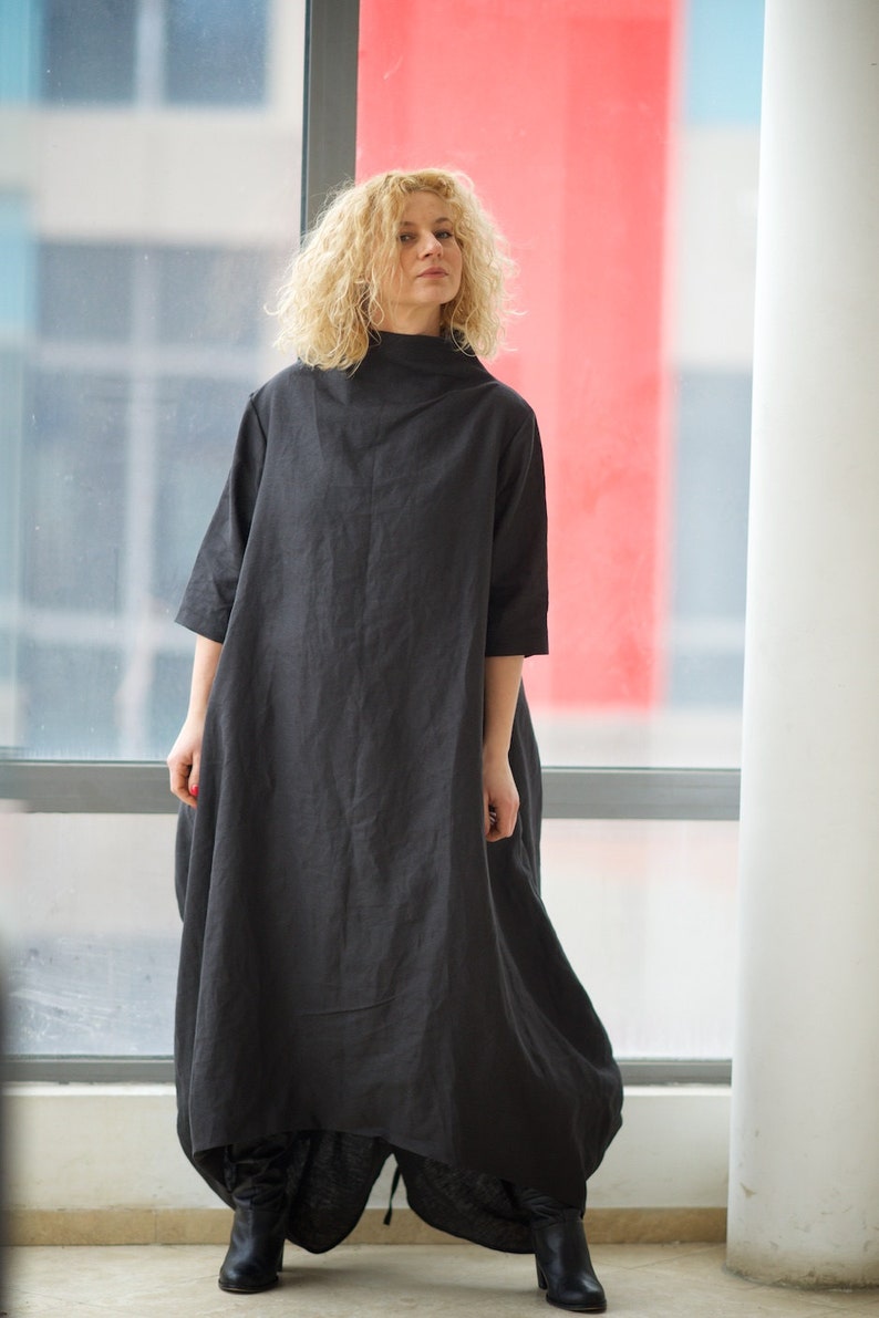 Plus Size Clothing Maxi Dress for Women Black Linen Dress - Etsy UK